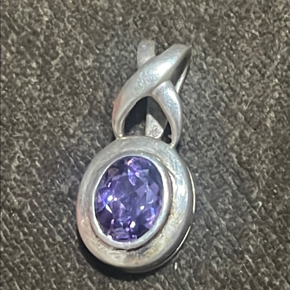 925 Sterling AMETHYST Statement PENDANT real Solid Silver Fine Jewelry Vtg 1990s